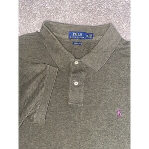 Polo Ralph Lauren Green Polo Shirt Purple Pony Mens XXL Preppy Classic Fit Work